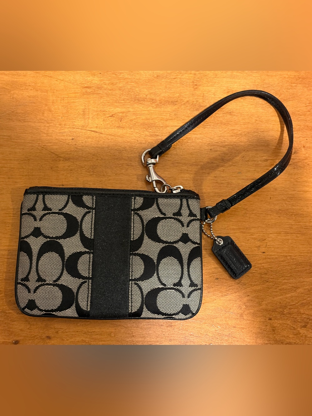 Coach Black and Gray Signature Wristlet